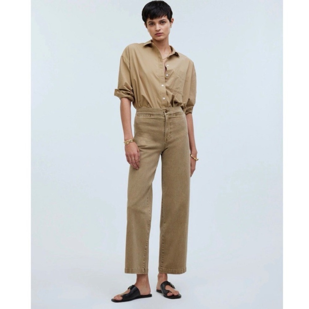 Madewell Petite Emmett Wide Leg Old Money Women Crop Pants Welt Pocket Size 26